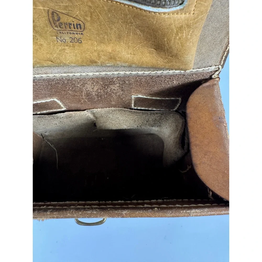 Vintage Perrin California No. 206 Leather Camera Bag Utility Case Brown Patina